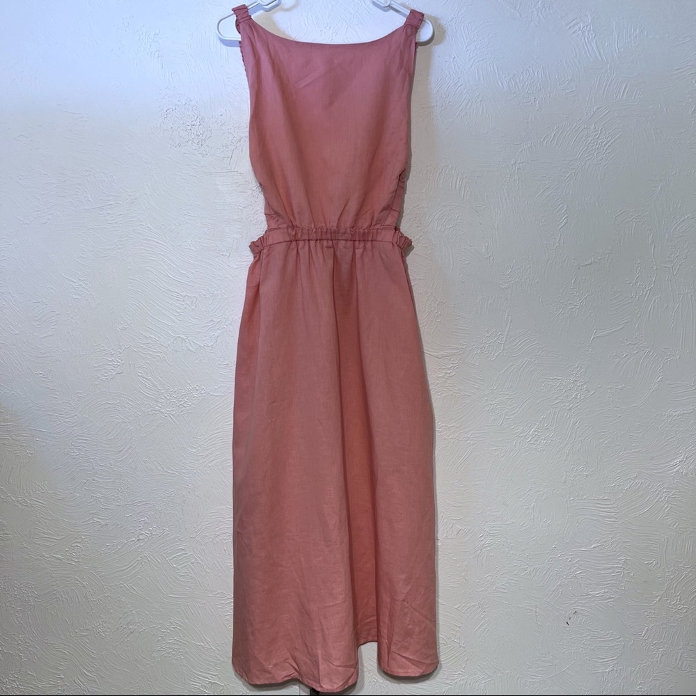 Petal + Pup White Esther Linen/Cotton Blend A-line Open Back Midi Dress